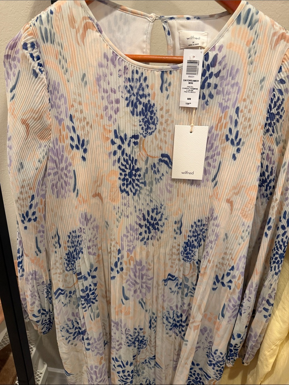 Wilfred Cream Floral Pleated Midi Dress with Blue & Lavender Bloom